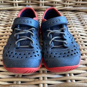 Crocs Swiftwater Navy Blue and Red Shoes - Size 10 Toddler